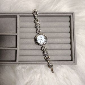 Brighton CONCORD Silver Round Face Crystal Band Watch, EUC WORKS!J55